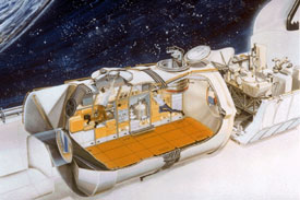 Die Konfiguration des ersten Spacelab-Einsatzes 1983