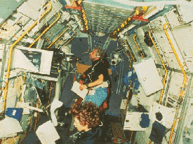 Innenansicht des D1-Spacelab-Moduls