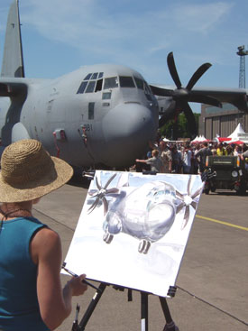 Aquarellmalerin einer C-130
